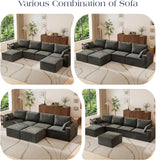 145.6” L Shaped Boneless Couches for Living Room, Modular Sofa Memory Foam