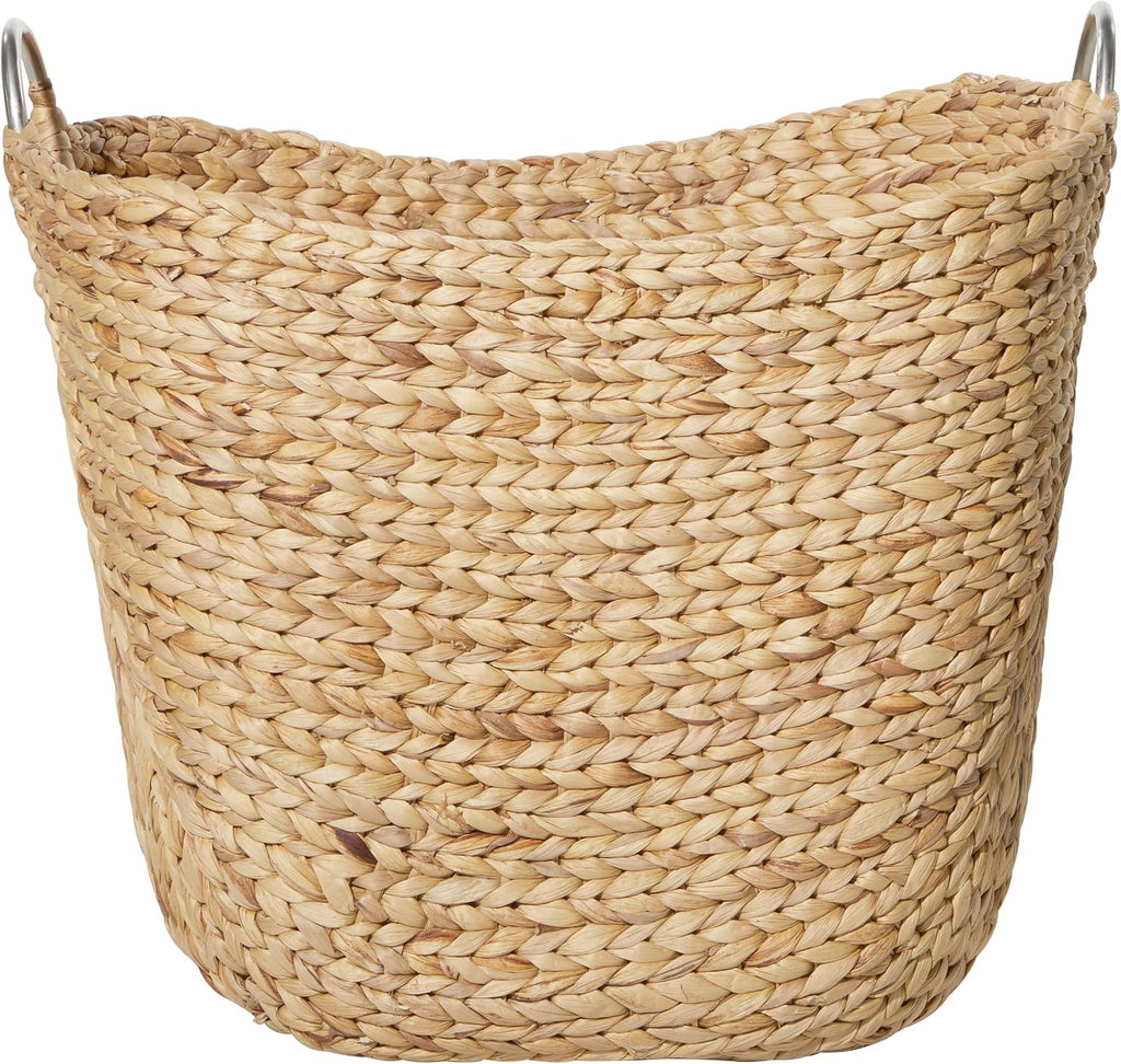 79 Seagrass Handmade Decorative and Functional Storage Basket Large Woven Basket Organizer with Ring Metal Handles