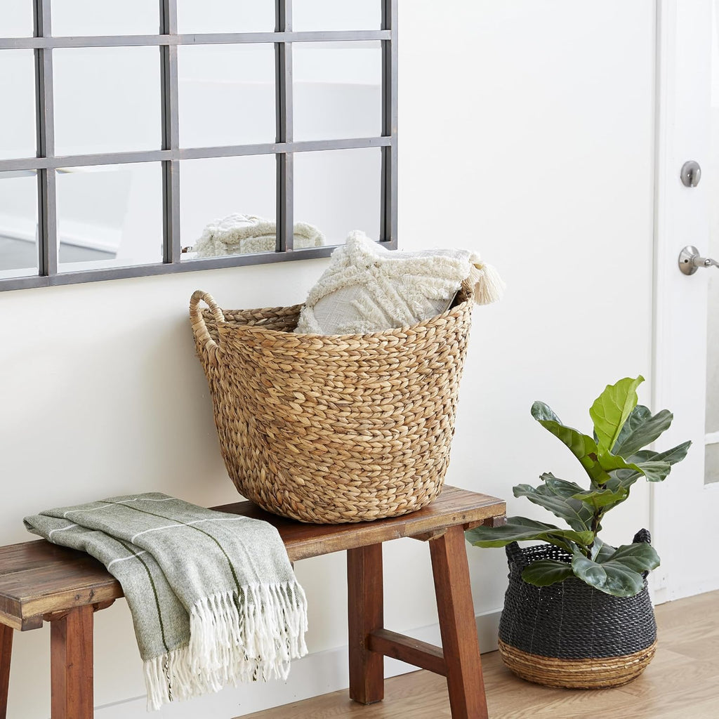 79 Seagrass Storage Basket, Large Woven Basket, 20" x 18" x 19", Brown | Handmade decorative and functional basket