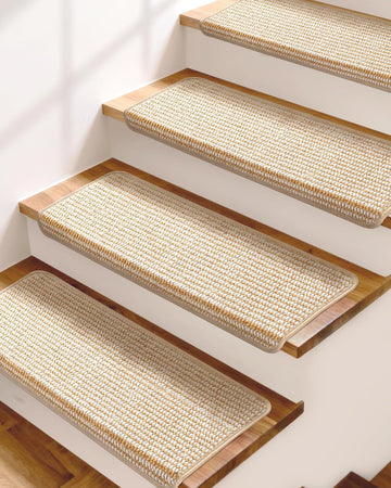 Bullnose Stair Treads for Wooden Steps: 14 Pcs Washable Non Slip Stair Ruuner Peel and Stick Adhesive Indoor Step