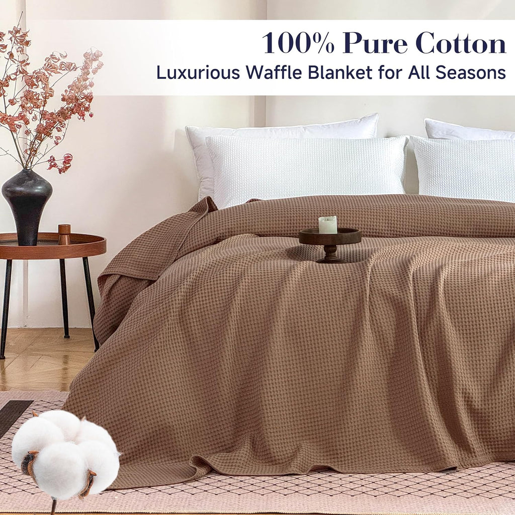 100% Cotton Waffle Weave Throw Blanket 40"x50", Soft Lightweight Breathable Cozy Washed, Layer Blanket, Farmhouse