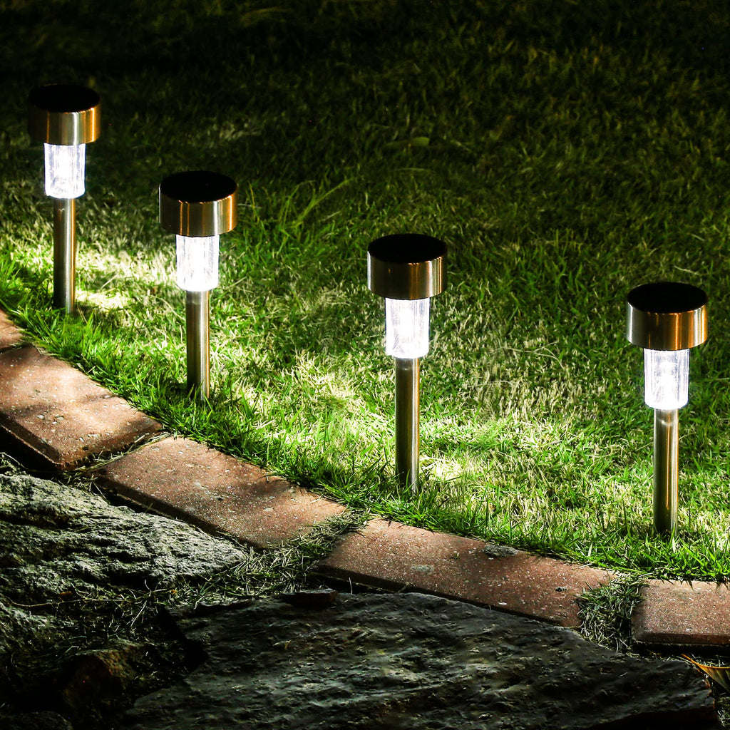 24 Pack Solar Lights Outdoor Waterproof, Stainless Steel