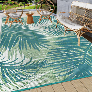 Plastic Outdoor Rug 8x10 Waterproof Outdoor Carpet Patio Rugs Tropical Camping Rug Outside RV Mat Ru