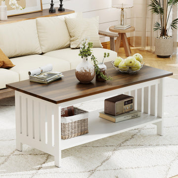 39.4" Farmhouse Coffee Table, Small Coffee Tables