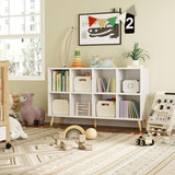 8-Cube Bookshelf 2 Tier Modern Bookcase with Legs, 11in Shelf Opening, 47" Wood Bookshelves Storage Organizer Shelf