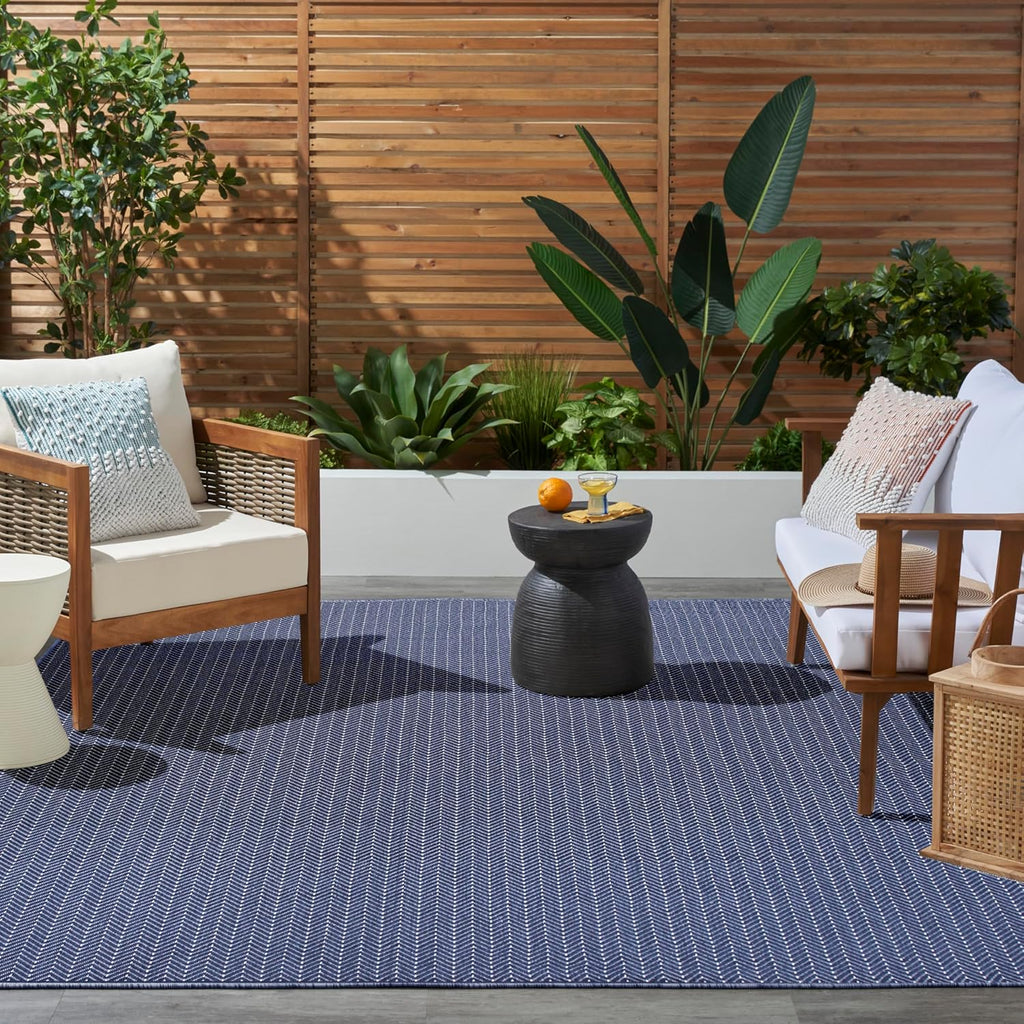 Home Horizon Indoor/Outdoor Navy 8' x 10' Area Rug - Easy Clean, Non Shedding, Bed Room, Living Room, Dining Room