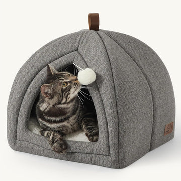 Cat Beds for Indoor Cats - 2 in 1 Cat Cave House Tent for Kittens and Small Pets with Removable Washable Cushioned