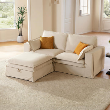 89" Washable Oversized Modular Sectional Sofa Couches, Beige
