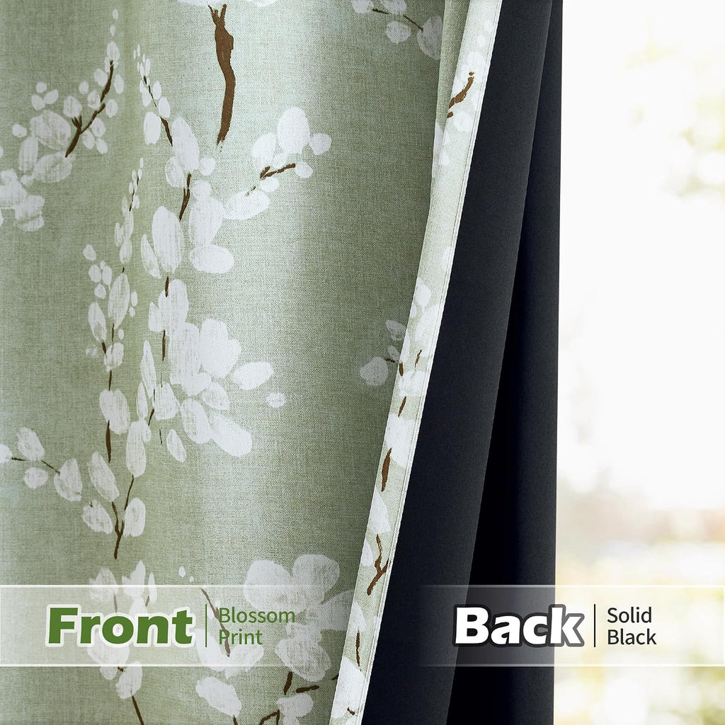 Green Kitchen Valance Curtain for Windows Bathroom Living Room Bedroom, Blossom Blackout Window Valance Thermal