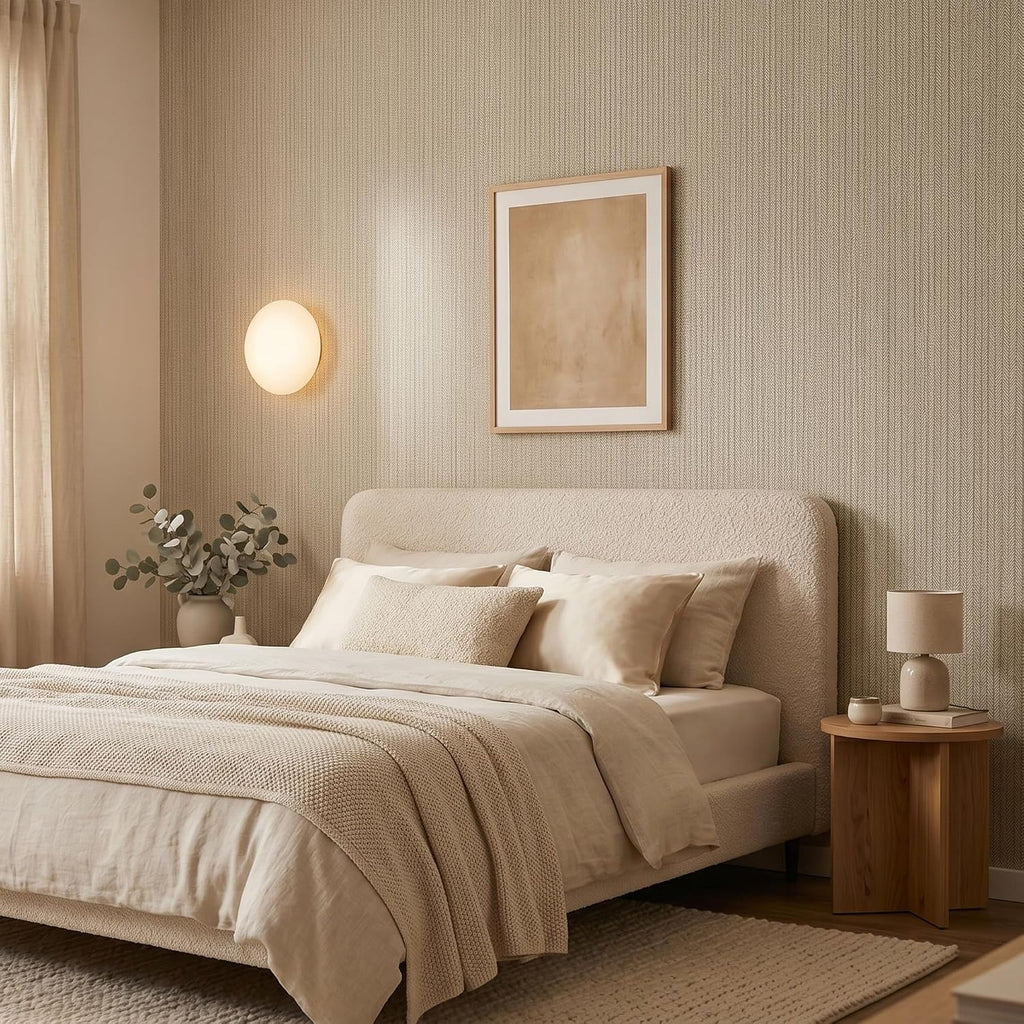 Beige Herringbone Peel and Stick Wallpaper, Modern Woven Look Geometric Self Adhesive Removable Wallpaper Living Room