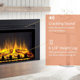 32 Inch Electric Fireplace Insert with Front Trim Kit, Fire Crackling Sound, 750W/1500W Heater, Remote Control, Black