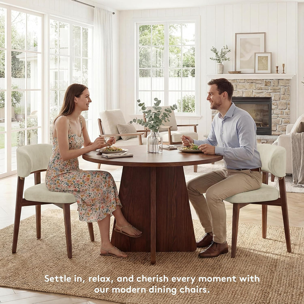 Dining Chairs Set of 2, Modern Upholstered Dining Chairs, Wooden Kitchen Chairs for Dining Room with Ergonomic Curved