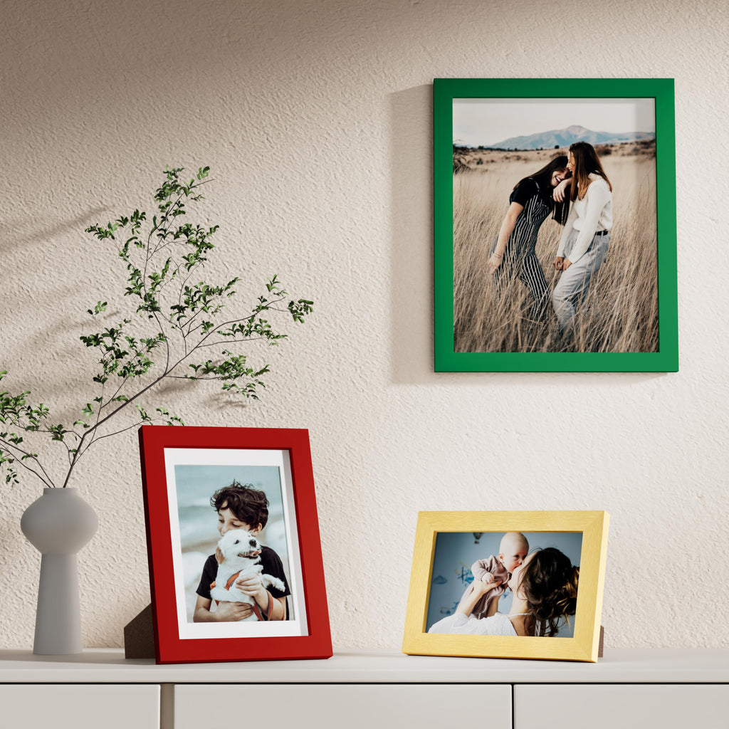 10 Pack Gallery Wall Frame Set, Green, Red, Gold