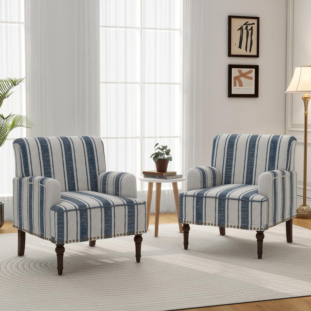 Accent Chair, Mid Century Modern Comfy Armchair , Linen Fabric Single Sofa Lounge for Reading Bedroom Apartment