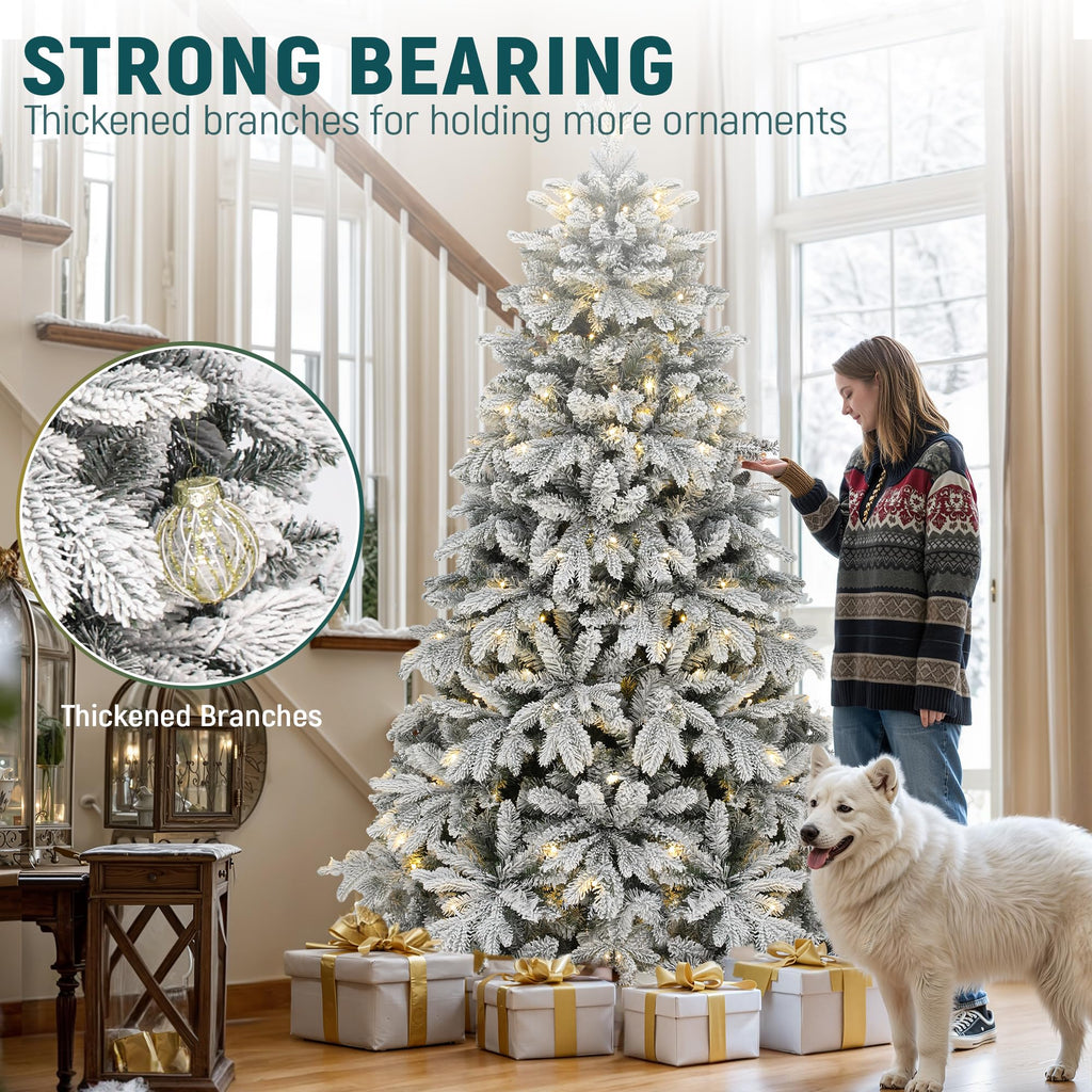 6ft Pre-Lit Snow Flocked Christmas Tree with Remote