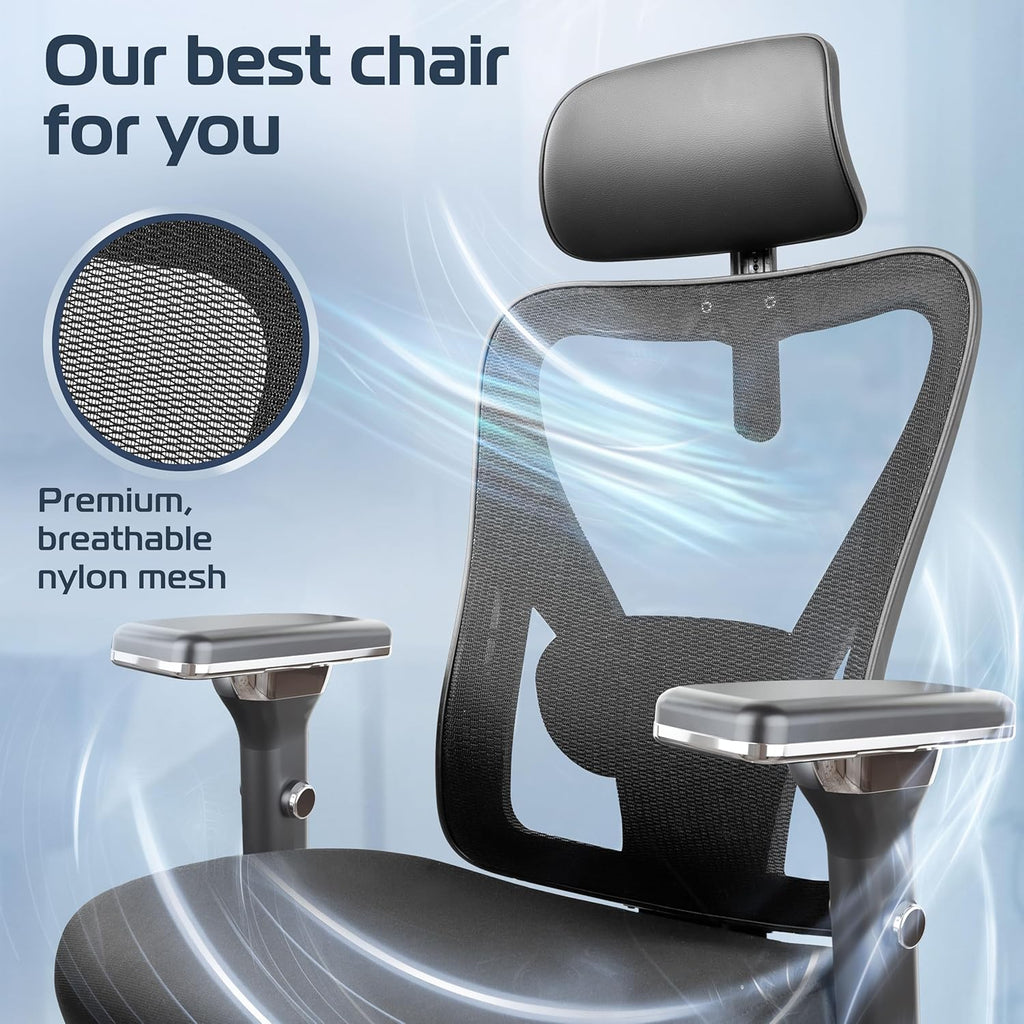 Ergonomic Comfy [#1 in Tests] Ergonomic Chair with Breathable Mesh Back | Computer Chair with wheels | Home Office