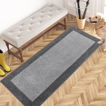 Hallway Runner Rug, 24" x 60", Light Grey & Grey