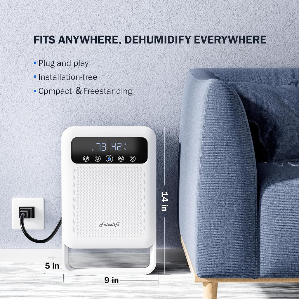 DH80 Air Dehumidifier, 135oz Water Tank W/Purifying Function, Quiet Small Dehumidifiers With Sleep Mode For Home