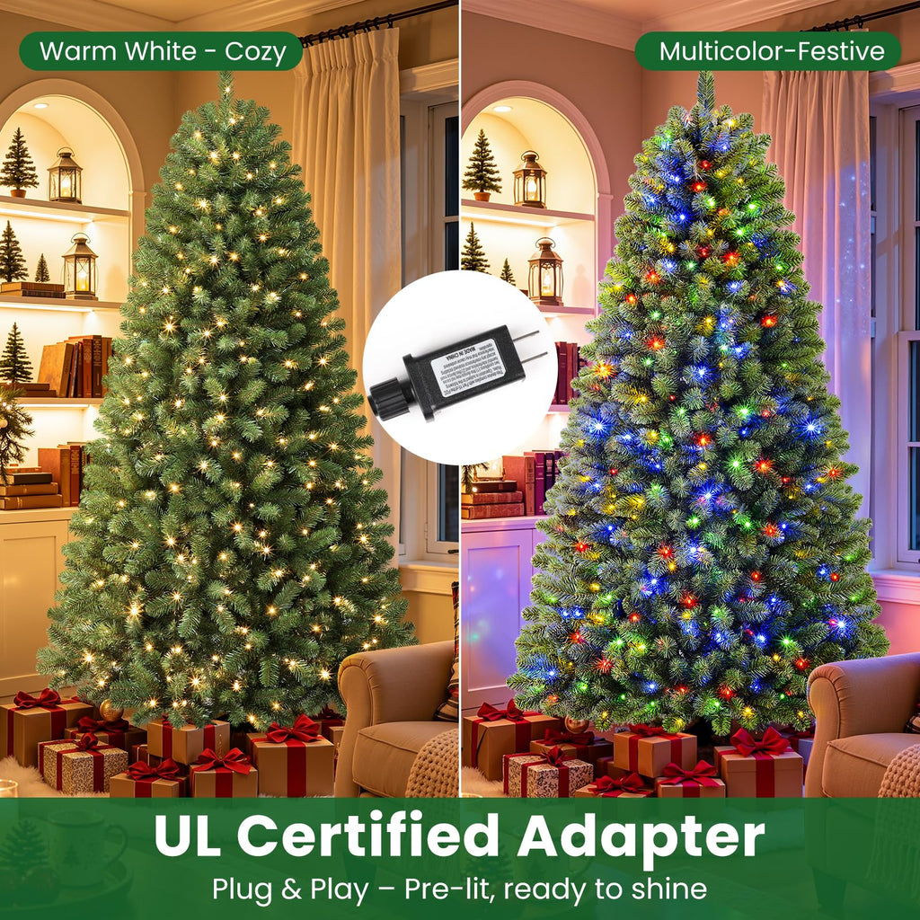 10FT Artificial Prelit Classic Christmas Tree with Remote Control, Timer
