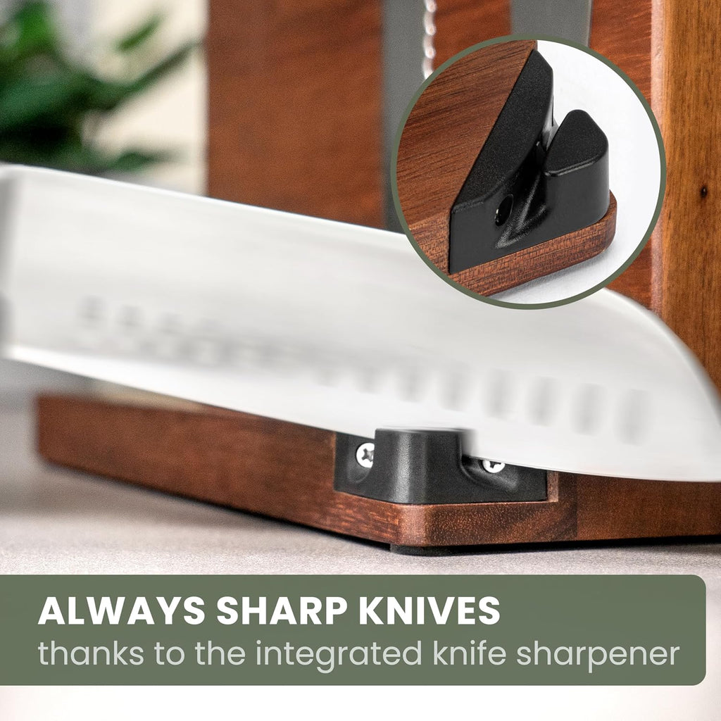 Extra Large Magnetic Knife Holder (16") - Acacia Wood Knife Block Without Knives - Knife Holder - Magnetic Knife