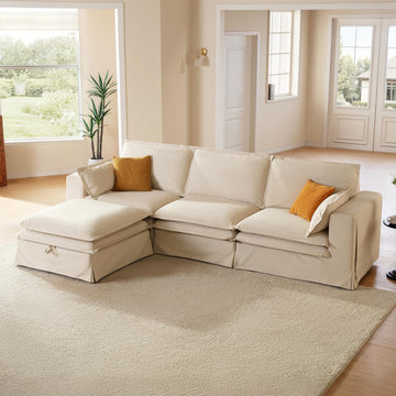 125" Washable Oversize Modular Sectional Sofa Couches, Beige