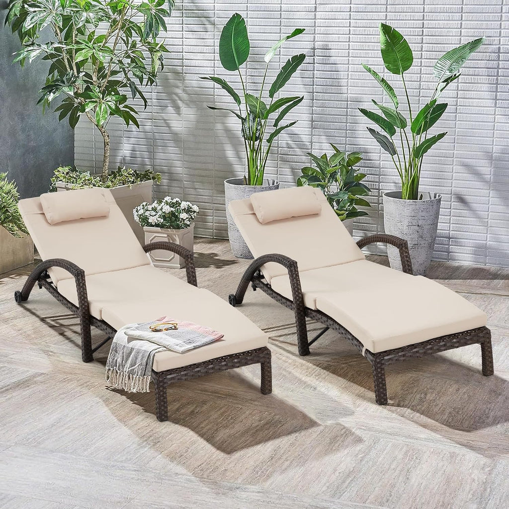 Chaise Lounge Chairs Set of 2 for Outside