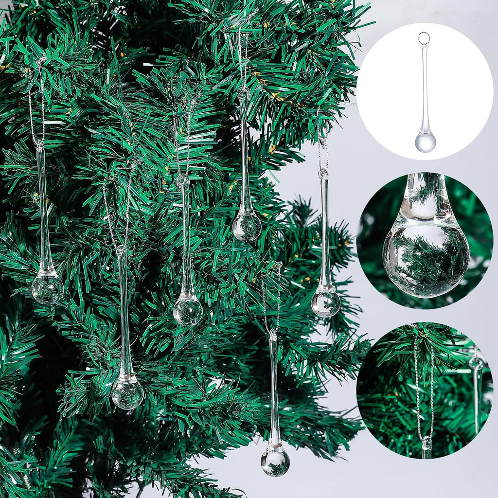 20pcs 4inch Clear Crystal Glass Teardrop Ornaments for Christmas Tree, Chandelier Crystals Replacement Parts
