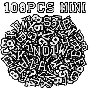 108PCS Iron on Letters and Numbers 0.75 inch Small Embroidered Letter Patches, A-Z & 0-9 Alphabet Applique for