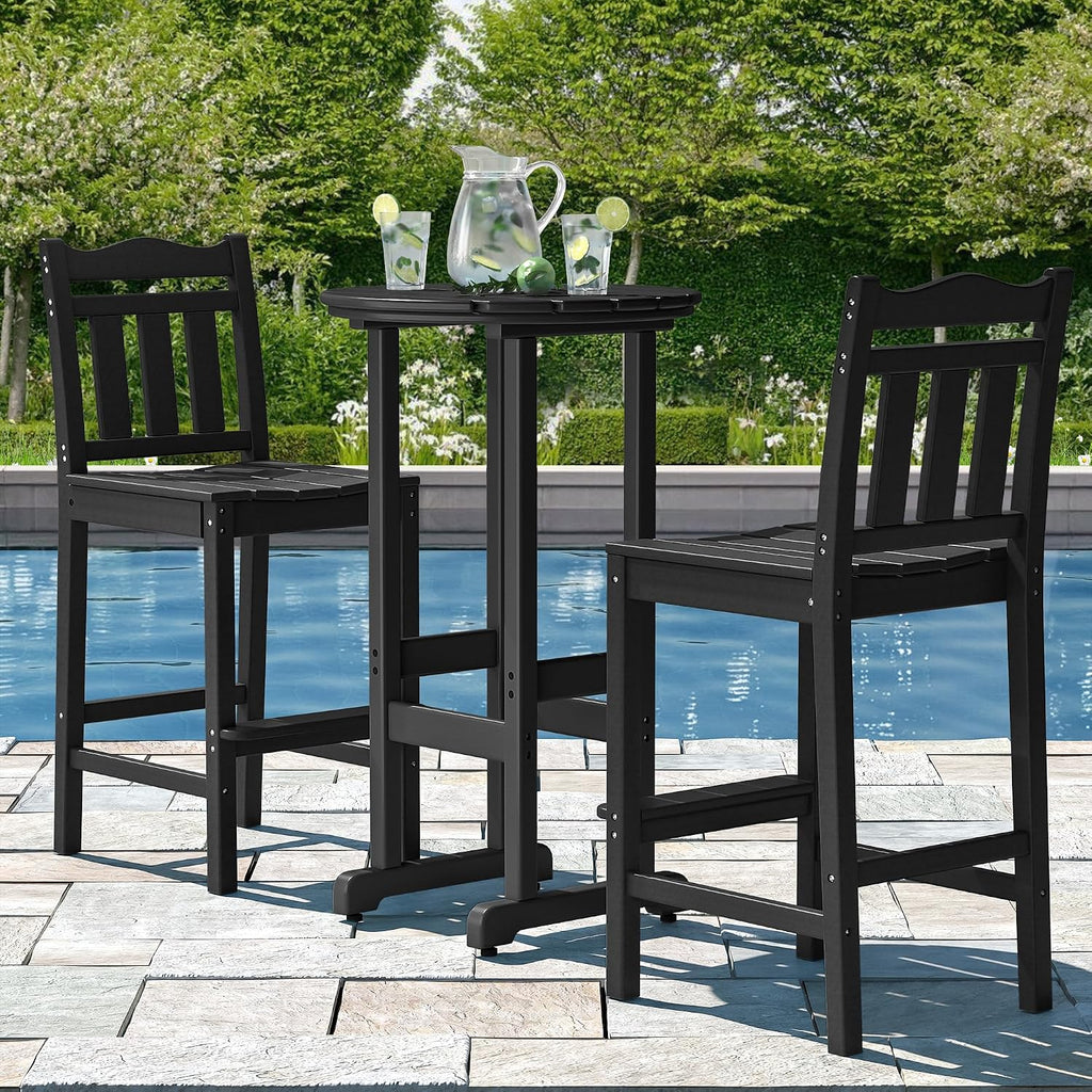 Outdoor Bar Stools Set of 2, HDPE 44 Inch Tall Adirondack Chairs Bar Chairs, Weather Resistance Bar Height Chair