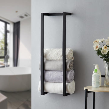Towel Rack for Rolled Towels, Towel Rack ,Wall Mounted Metal Bathroom Organizer, Bath Towel Holder Wall for Modern