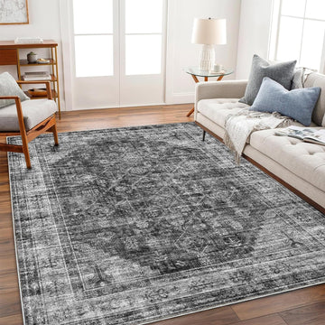 Area Rug 6'x9' Washable Vintage Traditional Floor Cover Thin Retro Kitchen Indoor Distressed Non Slip Carpet Bedroom