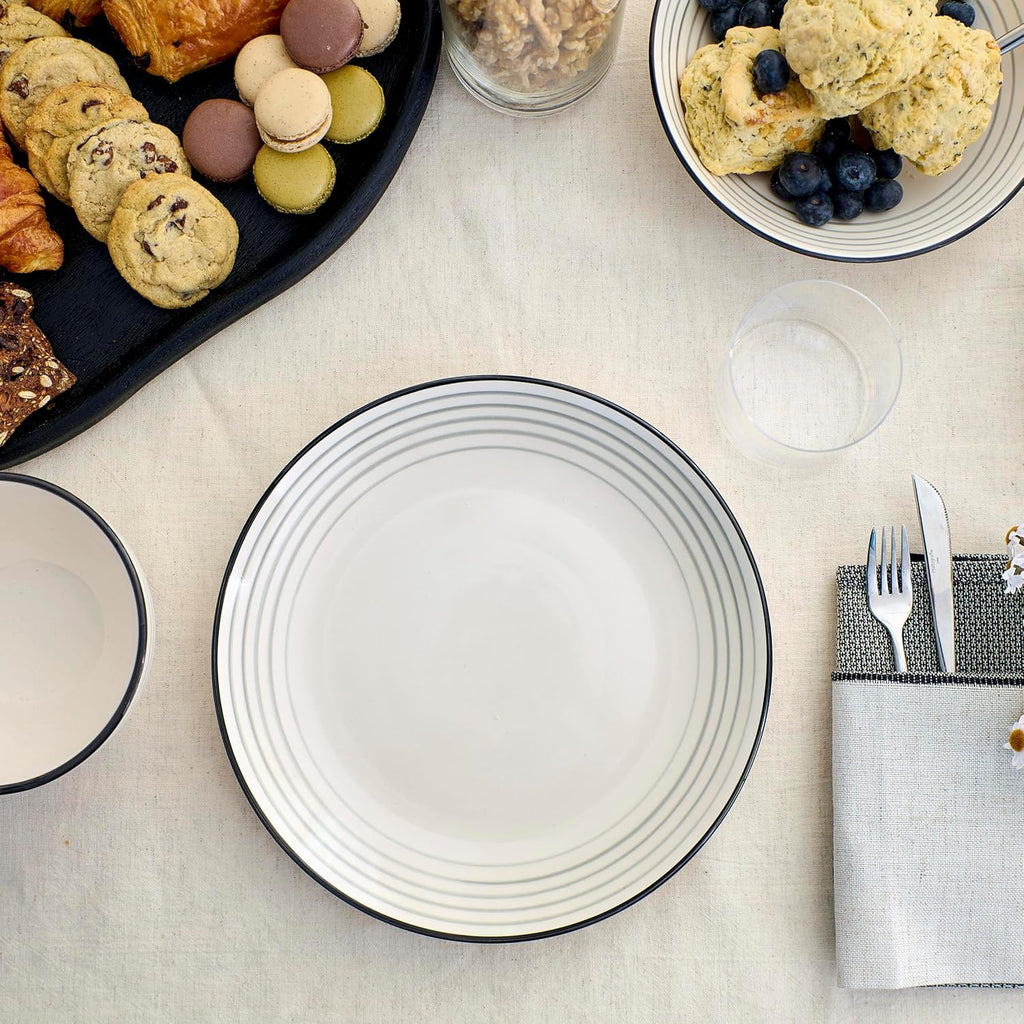 Zeke 12-Piece Dinnerware Set Earthenware, Plates and Bowls Set, Dishwasher and Microwave Safe Dishes, Dish Set for 4