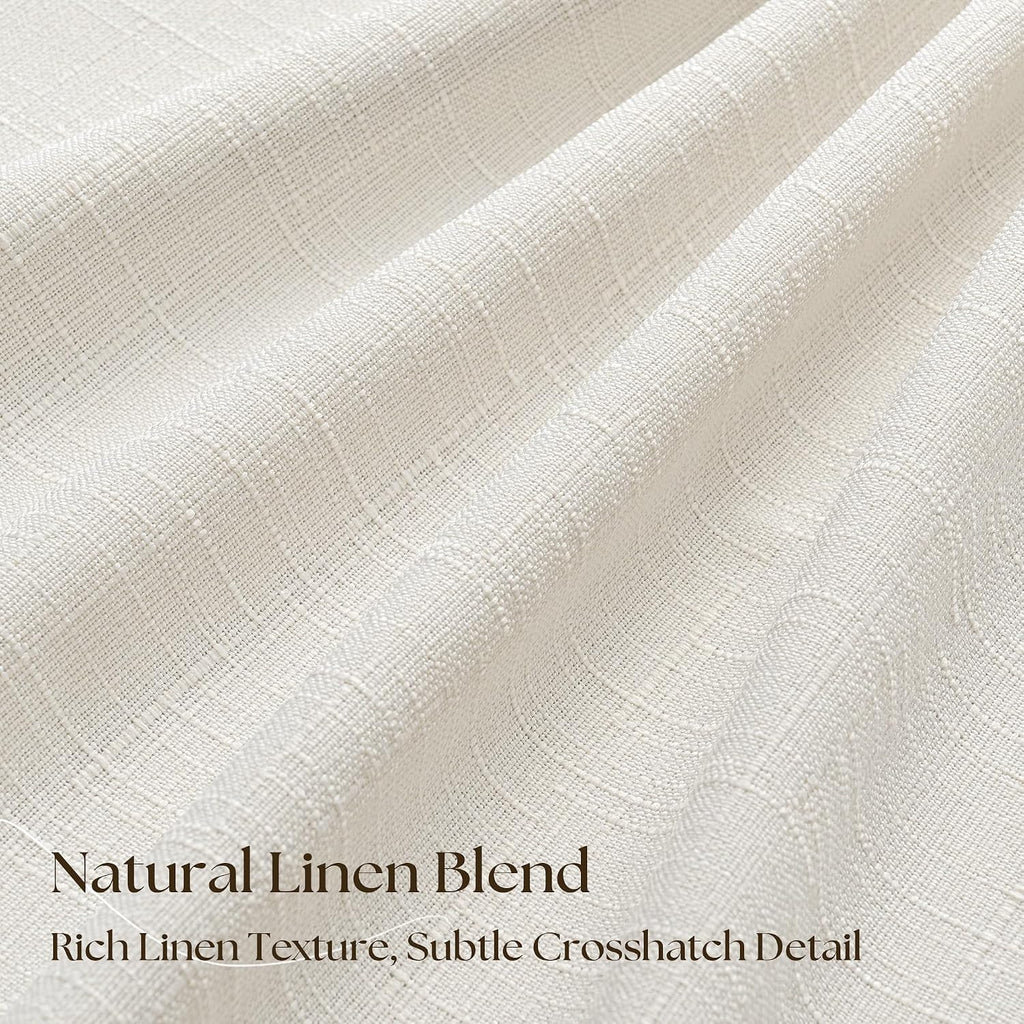 92 Inch Pinch Pleated Blackout Linen Curtains Natural 50 Inch Wide 2 Panels