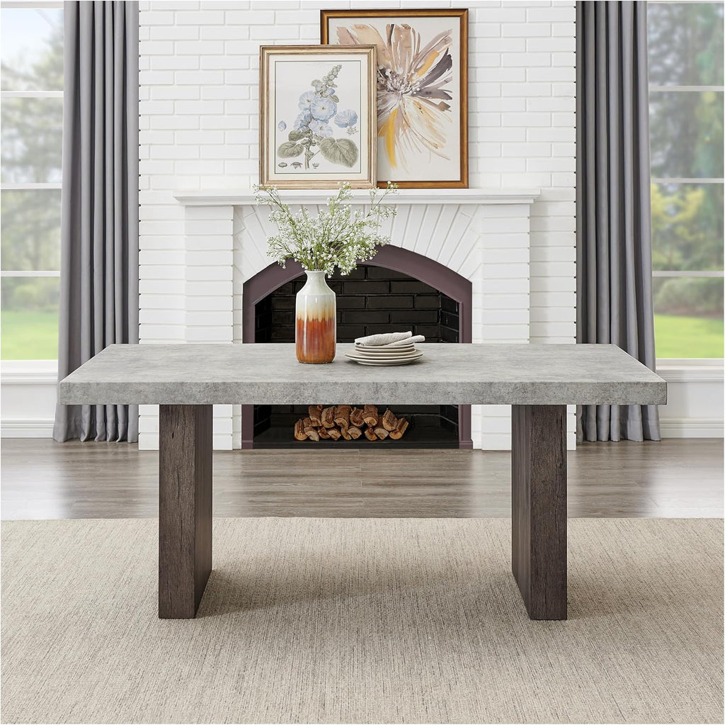 Sorlen Modern 72" Dining Table with 3D Faux Concrete Top