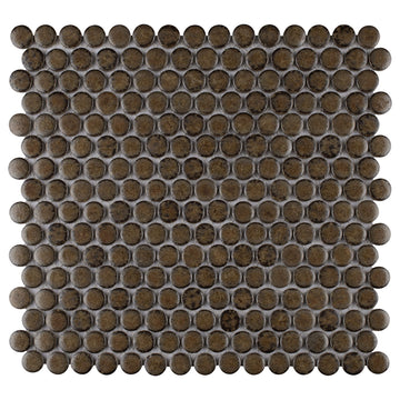 Hudson Penny Round Brownstone 11-7/8" x 12-5/8" Porcelain Floor & Wall Tile