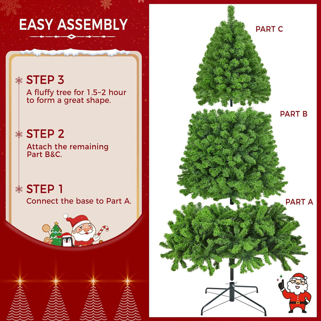 7.5ft Prelit Artificial Christmas Tree with 550 Warm White Lights | 1284 PVC Branch Tips Look Full and Lifelike on a