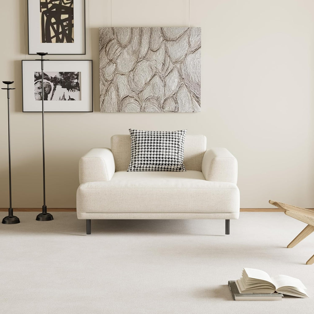 Modern Sofa Set, Linen Blend Fabric, Deep Seat Couch , Mid-Century Modern Style, 1 to 4 Seater Options (Single Sofa)