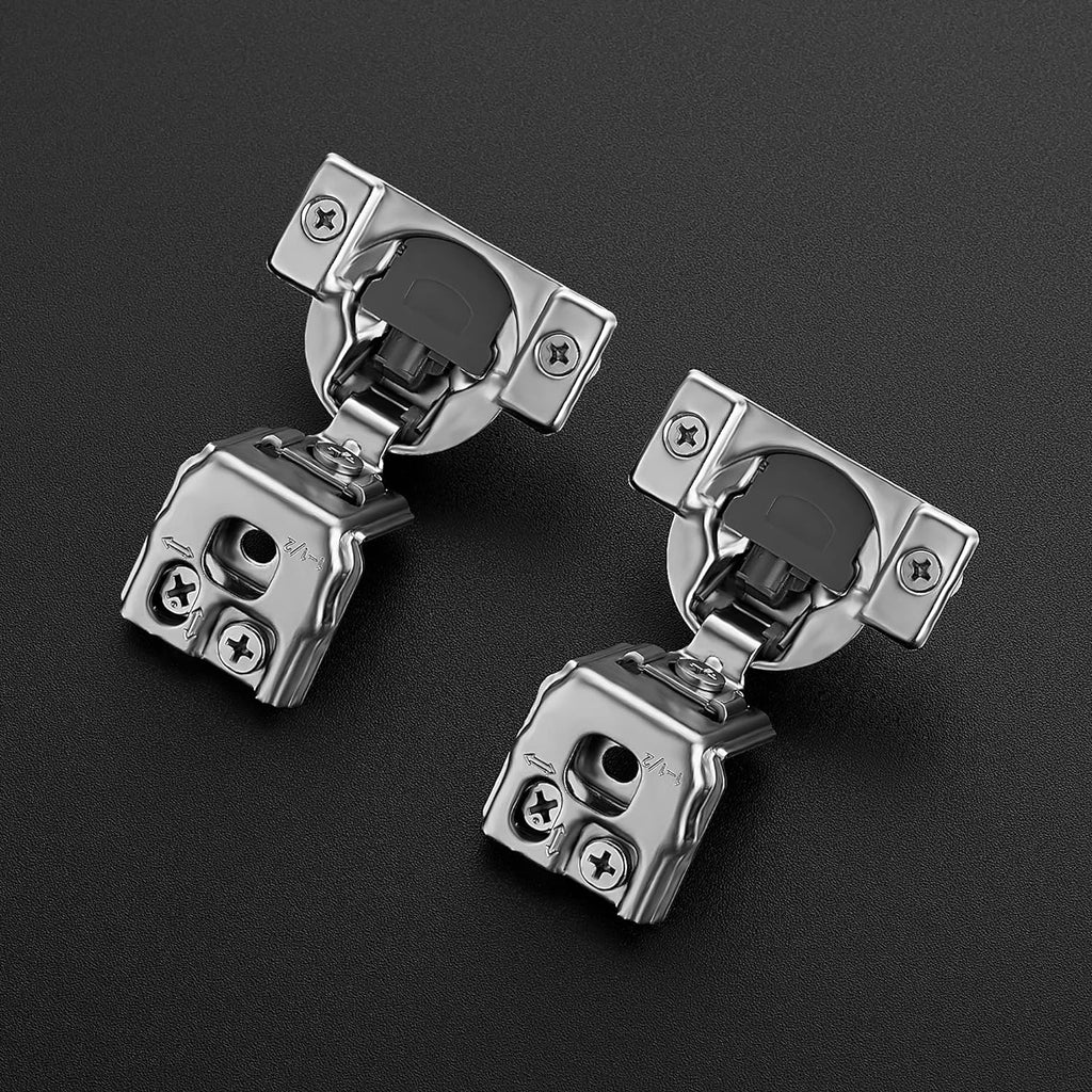 2 Pack 1 Pair 1-1/2 inch Overlay Soft Close Kitchen Cabinet Hinges Stainless Steel Adjustable Kitchen Hinges Satin