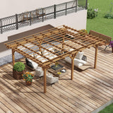 12' x 16' Outdoor Pergola, Wood Gazebo Grape Trellis with Stable Structure for Climbing Plant Support, Garden, Patio