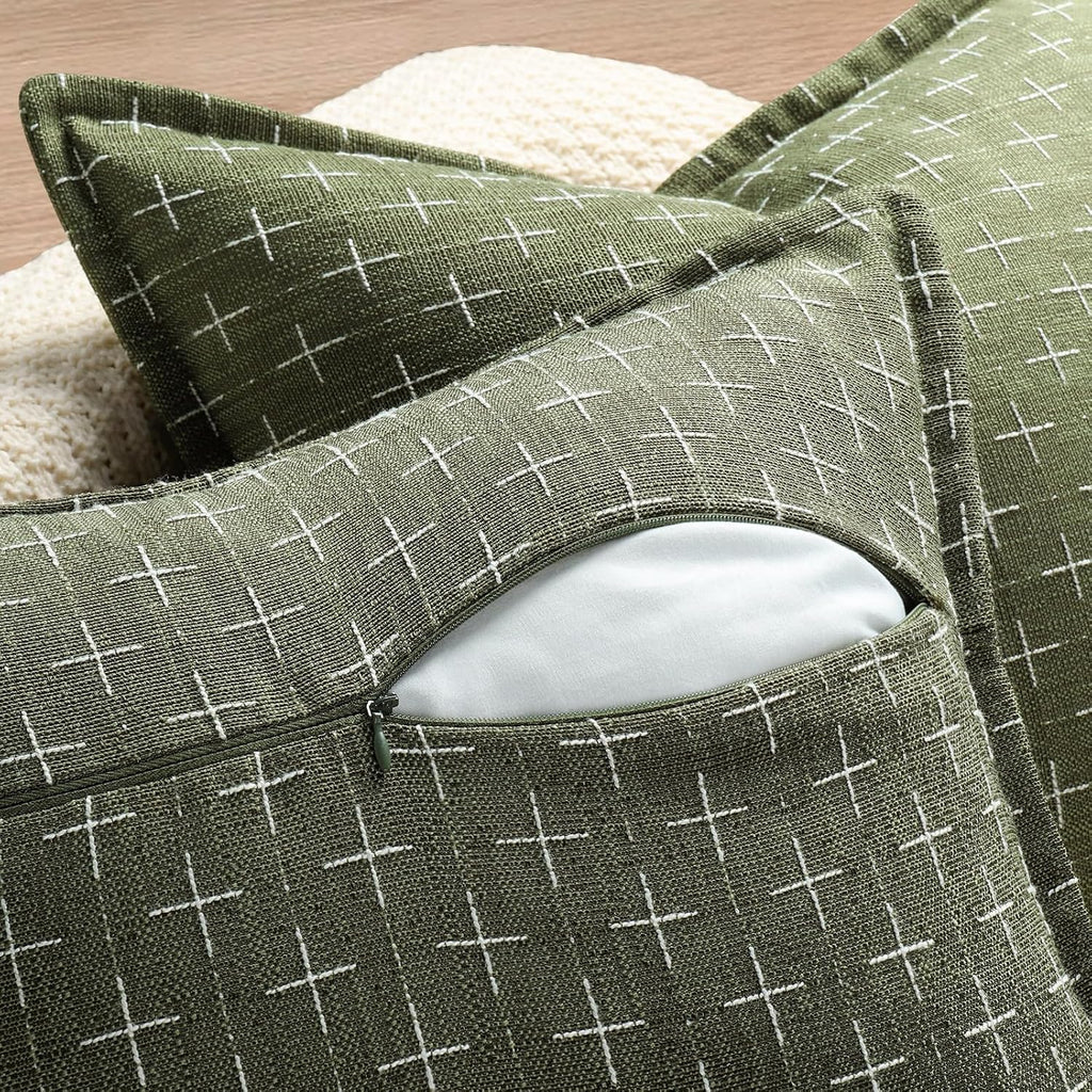 12x20 Pillow Covers Set of 2 Soft Polyester Textured Lumbar Pillow Covers with Stylish Flange Edge Cozy Farmhouse