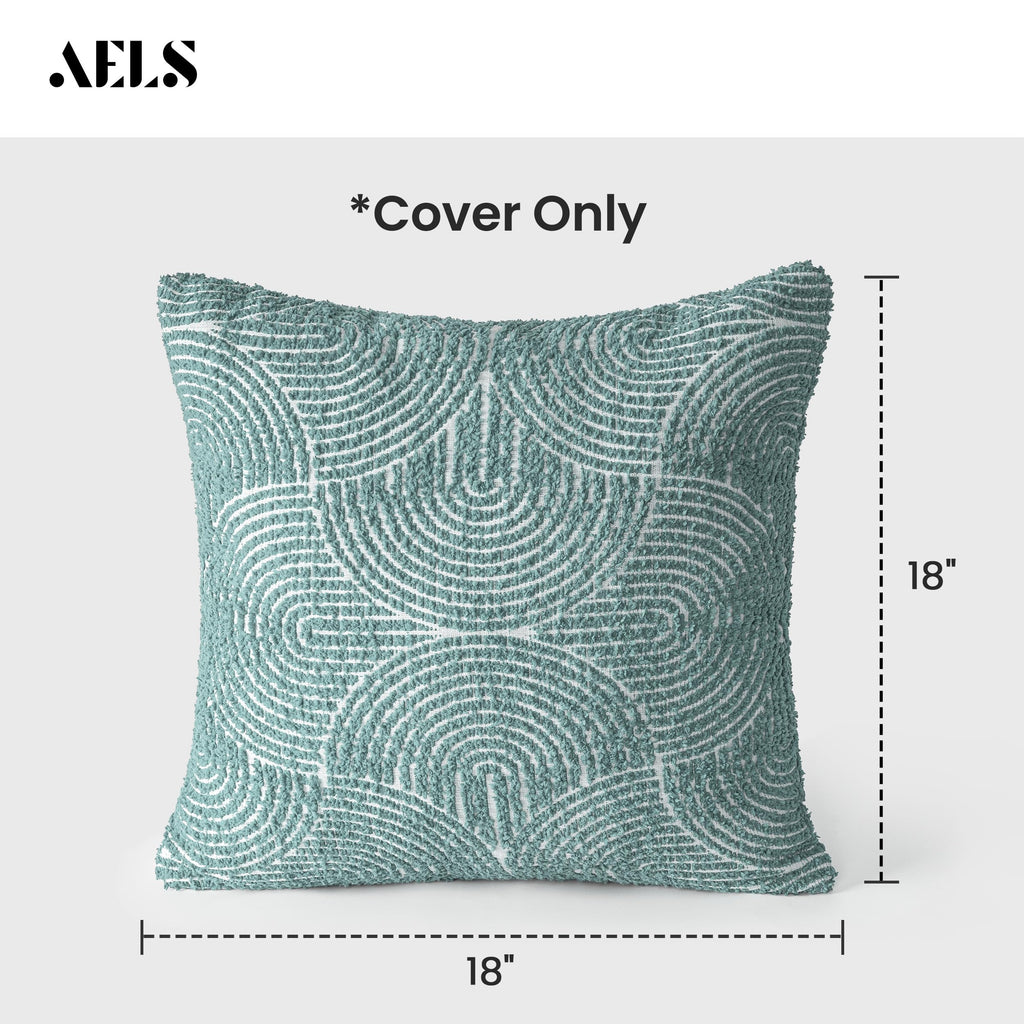Boho Decorative Textured Throw Pillow Covers 18x18, Modern Mid Century Rainbow Tufted Pillow Case, Farmhouse Rustic