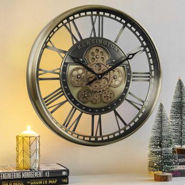 21 Inch Large Moving Gears Wall Clock for Modern Farmhouse Living Room Decor