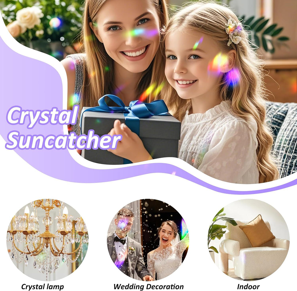 10pcs Crystal Sun Catcher, 38mm Hanging Clear Teardrops Chandelier Crystals Parts Prisms Pendants with Hook for