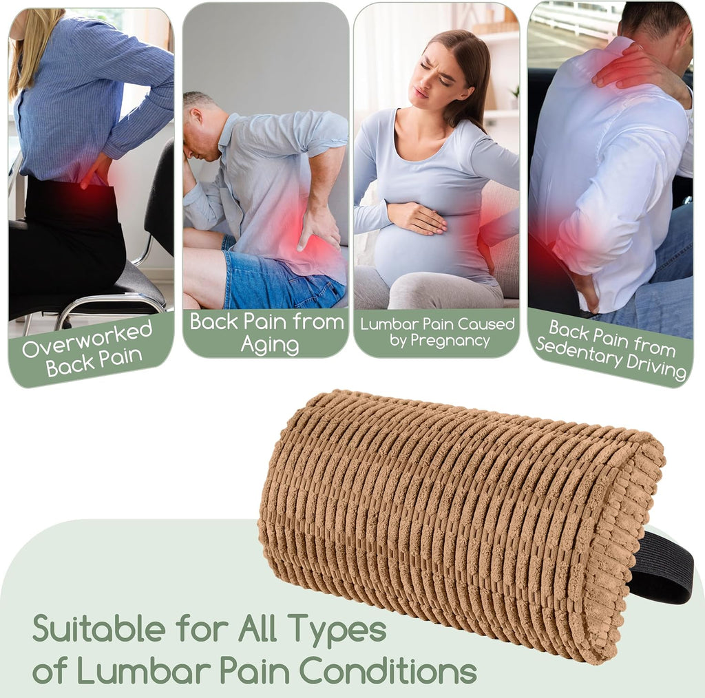 Lumbar Support Pillow for Recliner Chair/Office Chair/Couch, Memory Foam Back Support Cushion with Adjustable Strap