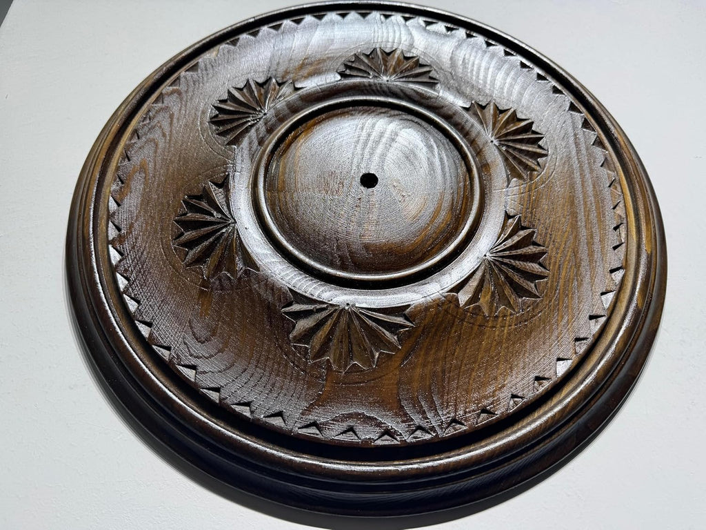 Handcrafted Wood Ceiling Medallion, Round Carved Pine Chandelier Medallion, Rustic Decorative Ceiling Light Cover for Pendant Lights, Farmhouse Architectural Ceiling Accent (Brown 39.C.06)