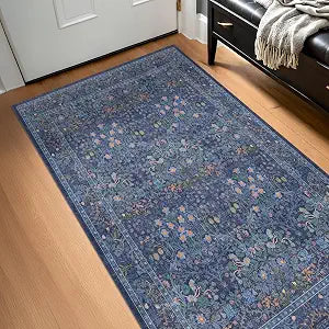 Vintage Dark Blue 3x5 Area Rugs Beside Rug, Kitchen, Laundry Room, Non-Slip Low Pile Ultra Soft Stain Resistant Small