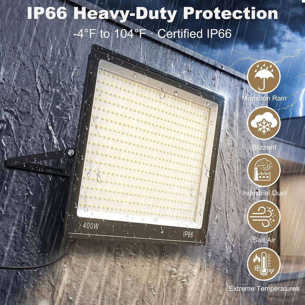500W LED Flood Lights Outdoor, 50000 Lumens IP66 Waterproof Super Bright Stadium Lights, 6500K Daylight White