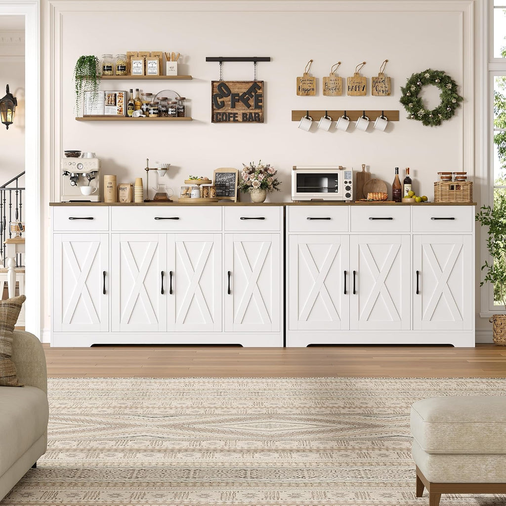 Buffet Cabinet with Drawers, 55" Large Sideboard Buffet Storage Cabinet with Shelves and Doors