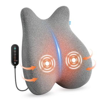 Heated Lumbar Support Pillow Chair, Ergonomic Back Support Cushion with Vibration, Memory Foam Chair Back