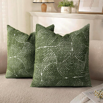 Boho Decorative Textured Throw Pillow Covers 18x18, Modern Mid Century Rainbow Tufted Pillow Case, Farmhouse Rustic